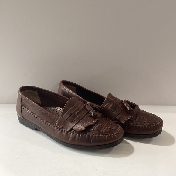 Giorgio Brutini Brown Leather Le Glove Duane Kiltie Tassel Slip On Loafers Sz 10 - Picture 1 of 8